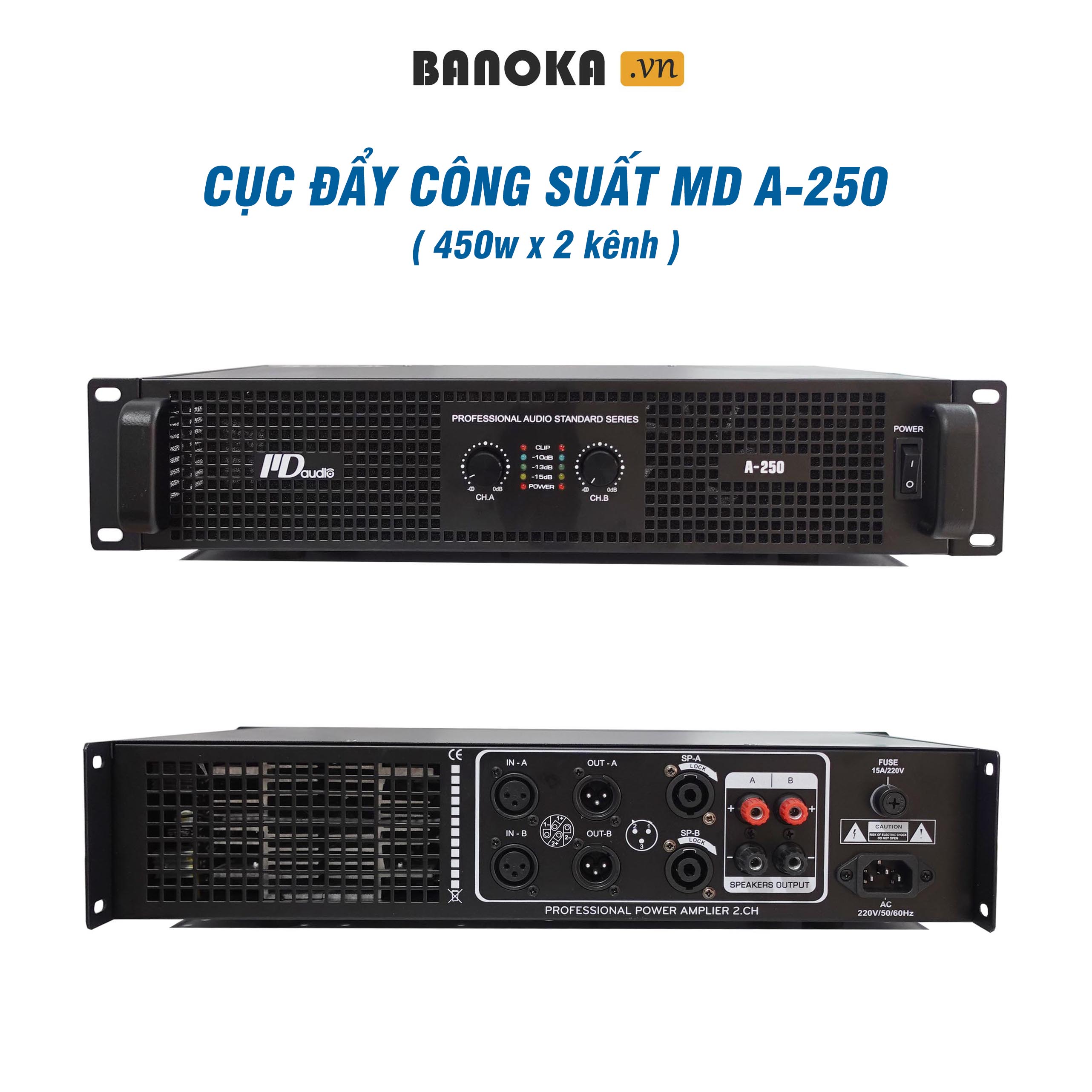 Cục đẩy công suất 2 kênh MD A-250